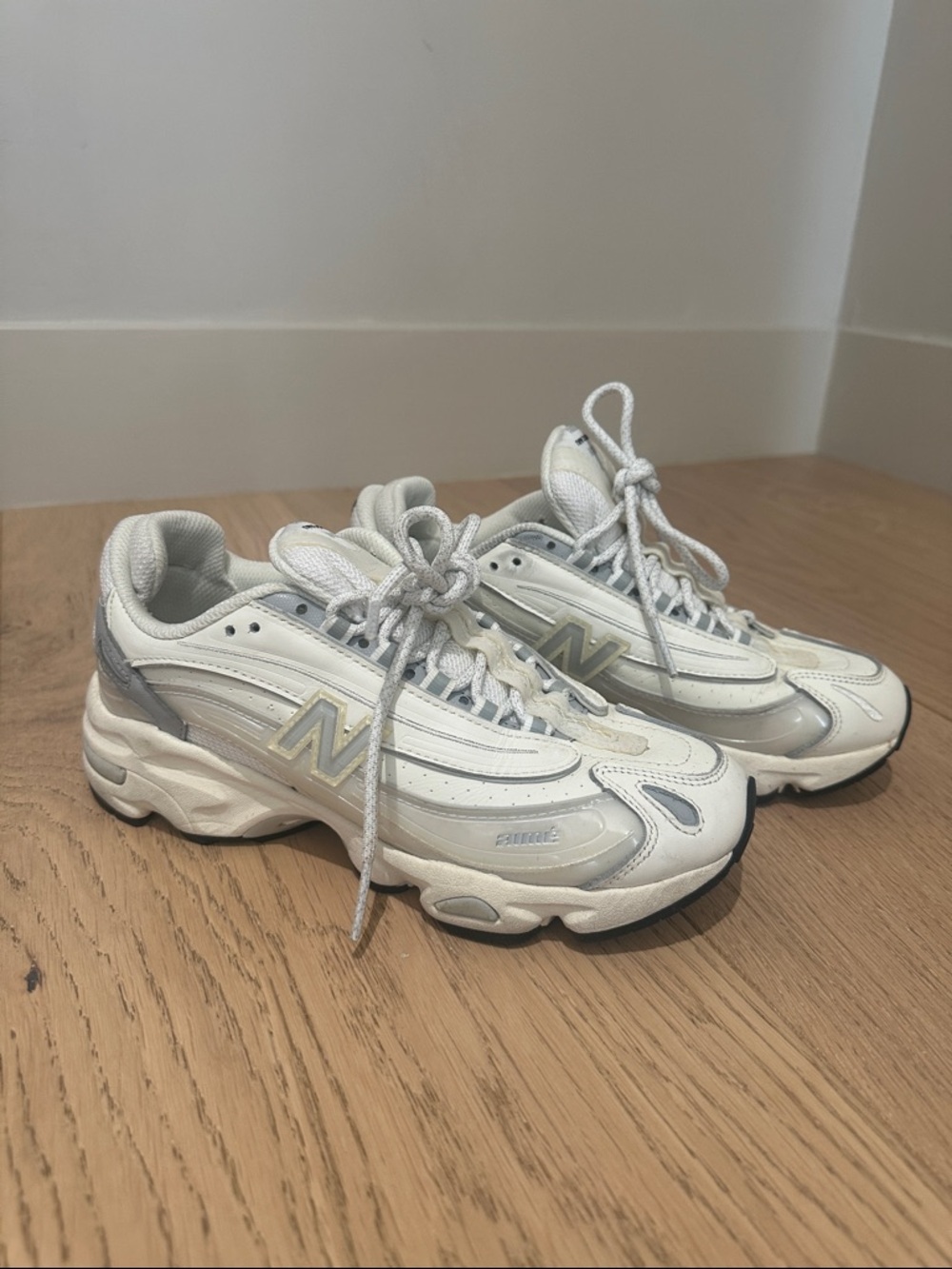 Aimé Leon Dore New Balance White and Light Gray 1000 Athletic Sneakers